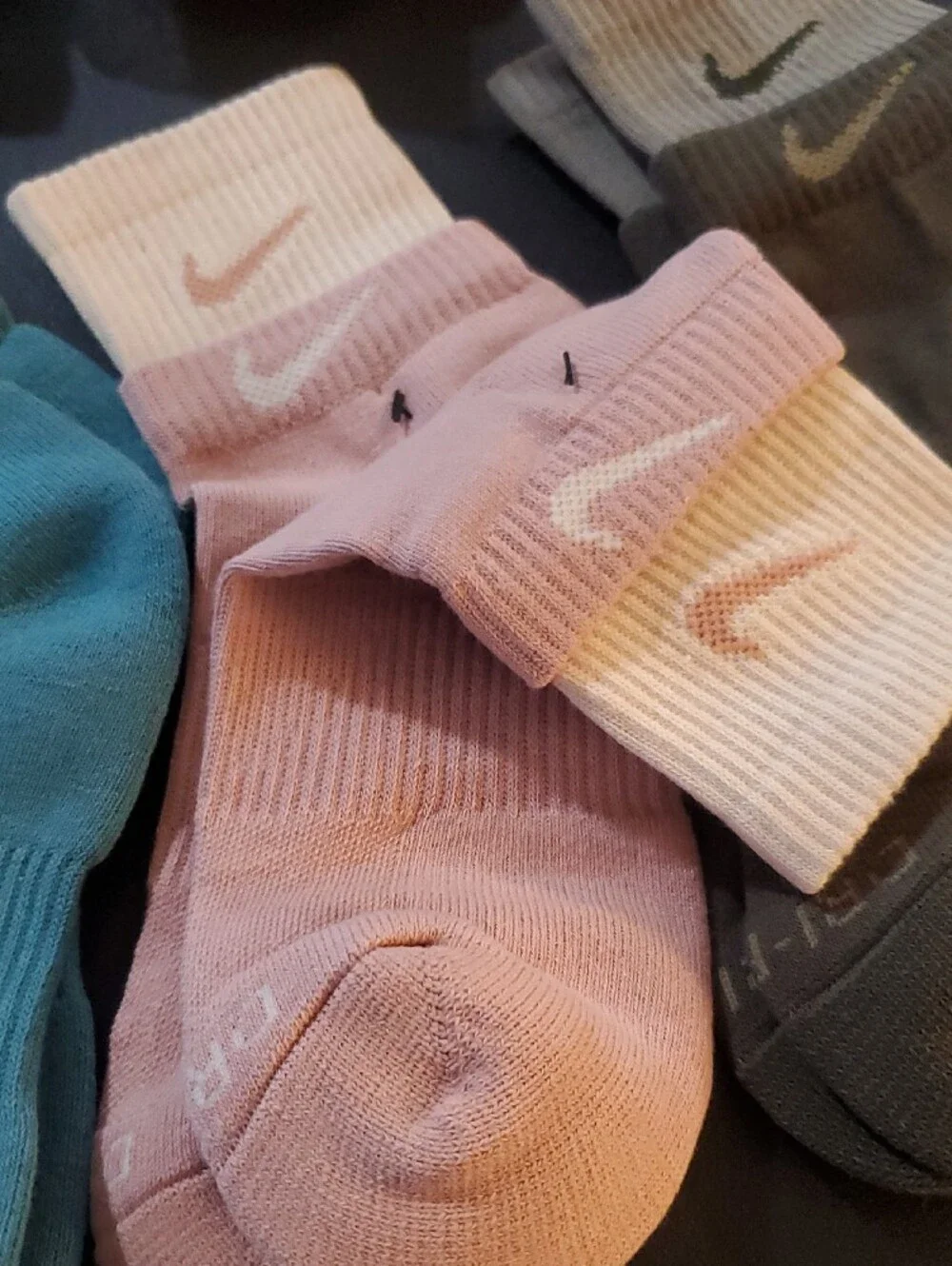 Nike Dri-FIT Cushioned Ankle Socks - Teal, Pink, Navy, Gray Double Logo Band